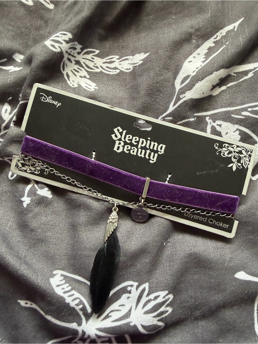 Disney Purple Velvet Gothic Feather Choker